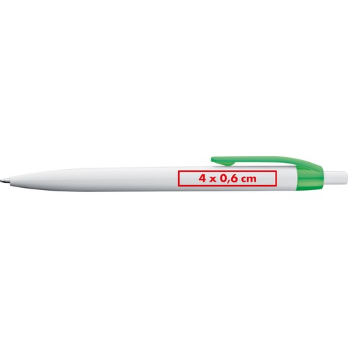 White plastic ball pen with coloured clip White plastic ball pen with coloured clip