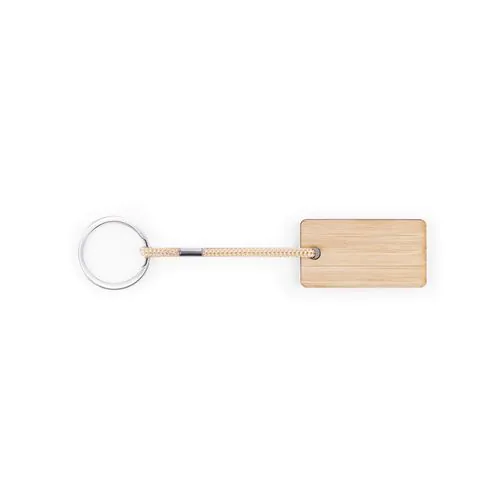 HOPPS. Rectangular bamboo keyring with PET cord HOPPS. Rectangular bamboo keyring with PET cord