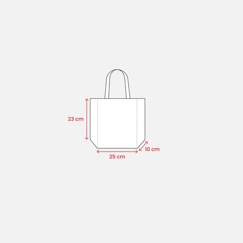 Bolsa con fuelle de tejido sin tejer laminado 100 g/m2 termosoldado, con asas cortas Bolsa con fuelle de tejido sin tejer laminado 100 g/m2 termosoldado, con asas cortas