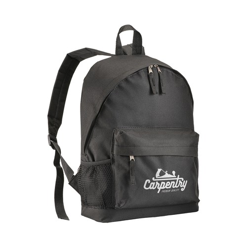 600D polyester 3-pocket backpack (one mesh side pocket). Adjustable shoulder straps 600D polyester 3-pocket backpack (one mesh side pocket). Adjustable shoulder straps