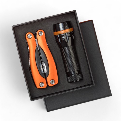 CONJUNTO COLORADO II: LINTERNA LED Y HERRAMIENTA MULTIUSO