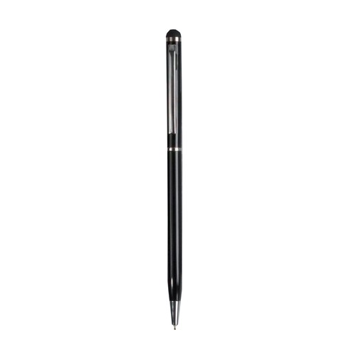 Twist pen with metal clip and barrel, and matching touchscreen rubber tip Twist pen with metal clip and barrel, and matching touchscreen rubber tip