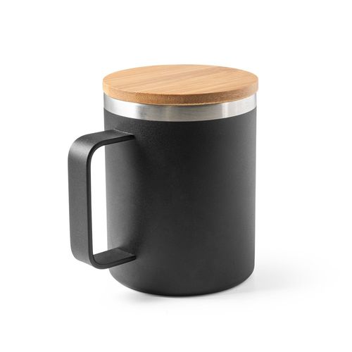 LAUDA. Mug in 90% recycled stainless steel with bamboo lid 420 mL LAUDA. Mug in 90% recycled stainless steel with bamboo lid 420 mL