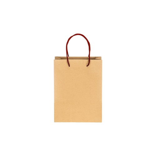 150 g/m2 natural recycled paper bag with gusset and short colored handles