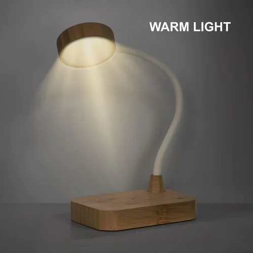 Multifunctional bamboo lamp with 15W wireless charger