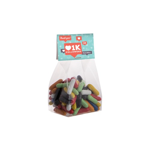 Blokzakje met kopkaartje en 100 gram snoep