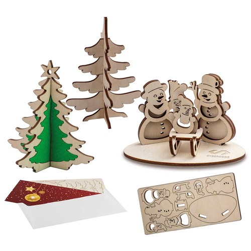 3D wooden-puzzle card - christmas tree