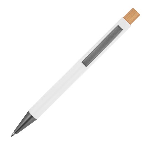 Stylo à bille en aluminium recyclé avec poussoir en bambou Stylo à bille en aluminium recyclé avec poussoir en bambou