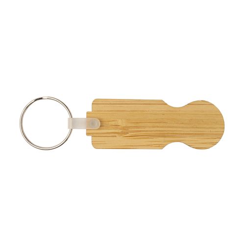 Bamboo shopping cart token with key ring