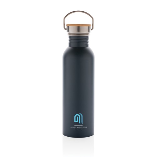 Bouteille en acier inoxydable avec couvercle en bambou Bouteille en acier inoxydable avec couvercle en bambou