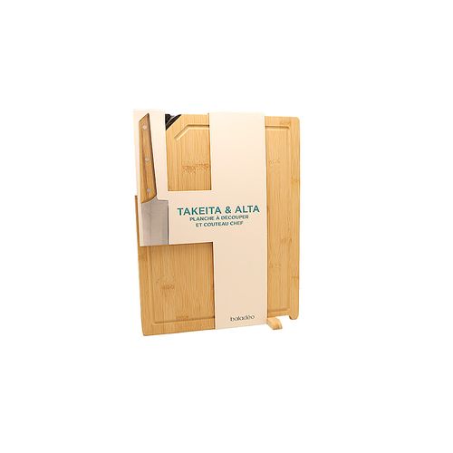 Bamboo cutting board with sharpener 'Takeita' and chef knife 'Alta'