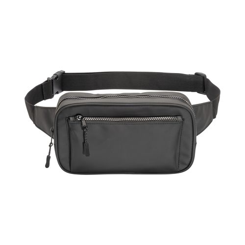 Water resistant polyester waistbag. Front pocket with zipper and adjustable belt Water resistant polyester waistbag. Front pocket with zipper and adjustable belt