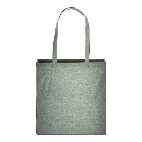 150 g/m2 recycled cotton shopping bag, melange effect, long handles and gusset