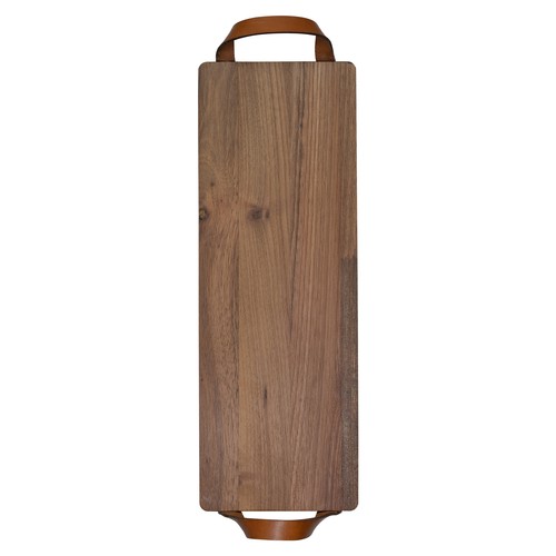 Planche avec poignées en cuir noyer 48x17 cm