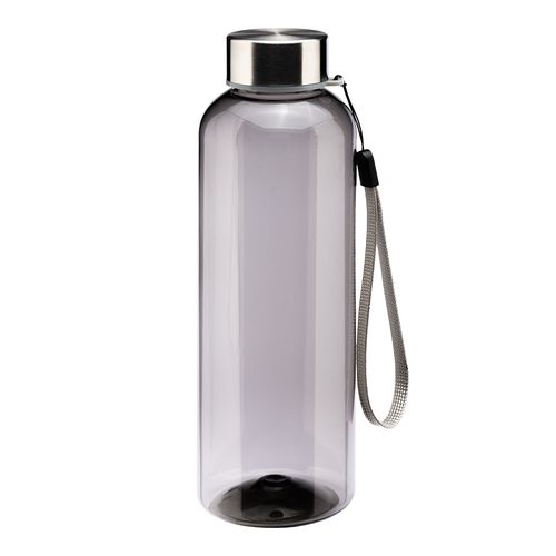 Botella transparente de PET reciclado 500 ml. Tapon de plastica con cordon Botella transparente de PET reciclado 500 ml. Tapon de plastica con cordon