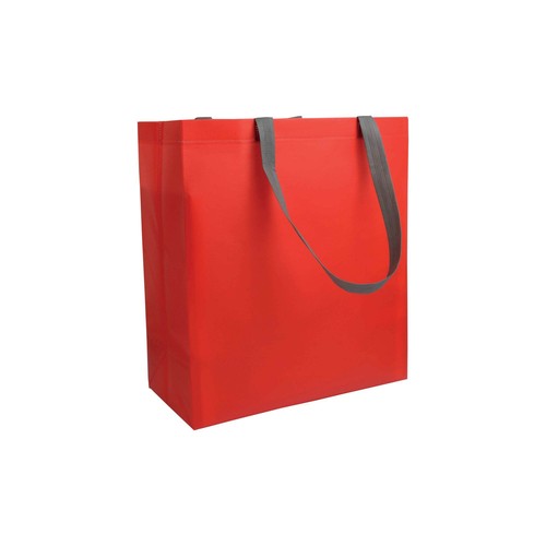 Laminated, heat-sealed 100 g/m2 non-woven fabric shopping bag with gusset