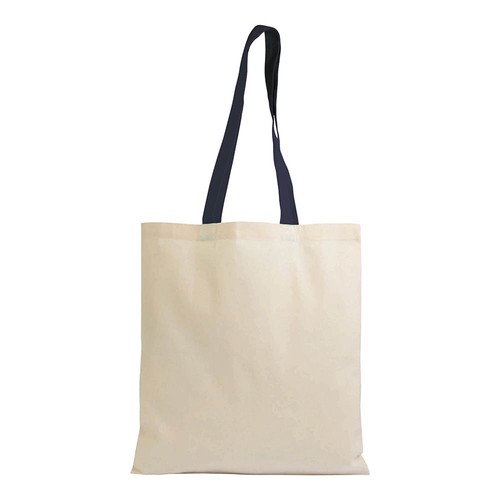135 g/m2 natural cotton shopping bag with coloured long handles