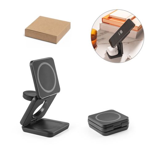 BROGLIE. Chargeur magnétique sans fil ultra-rapide 15W 3-en-1 en ABS recyclé (100 % rABS)