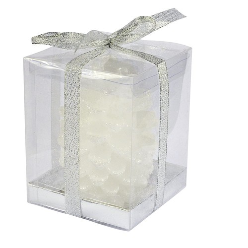 BOUGIE POMME DE PIN BLANCHE AVEC GLITTER BOUGIE POMME DE PIN BLANCHE AVEC GLITTER