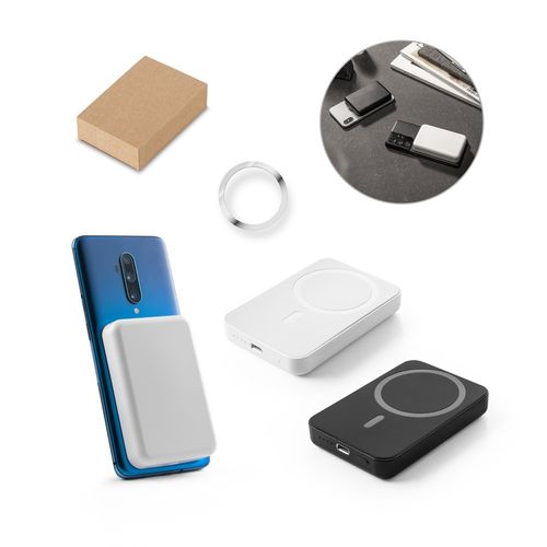 AMPERE 5. 5.000 mAh magnetic power bank with 15W superfast wireless charger in recycled ABS (100% rABS)