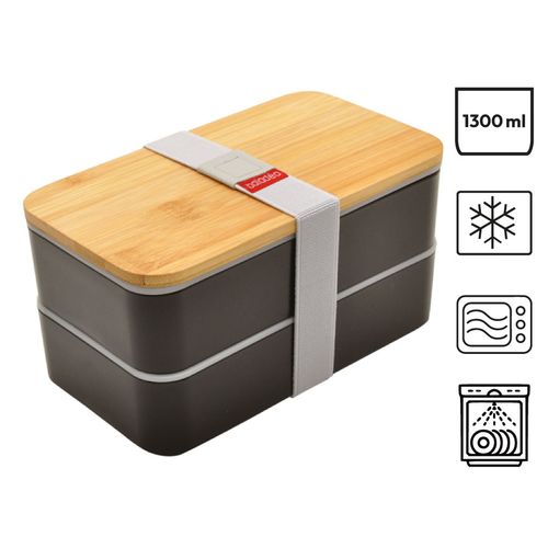 Bento 'Nagano', black, with bamboo lid Bento 'Nagano', black, with bamboo lid