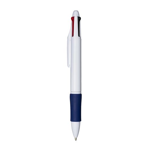 Penna a scatto in plastica 4 refill. Impugnatura gommata Penna a scatto in plastica 4 refill. Impugnatura gommata