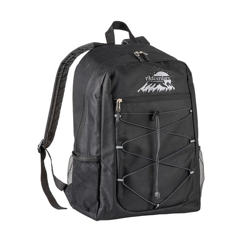 600D polyester 4-pocket backpack (two mesh side pockets). Padded straps and back 600D polyester 4-pocket backpack (two mesh side pockets). Padded straps and back