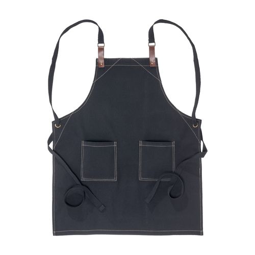 280 g/m2  cotton kitchen apron with 2 front pockets, adjustable PU straps.
