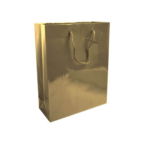 157 g/m2 laminated paper shopping bag with gusset and bottom reinforcement, string handles