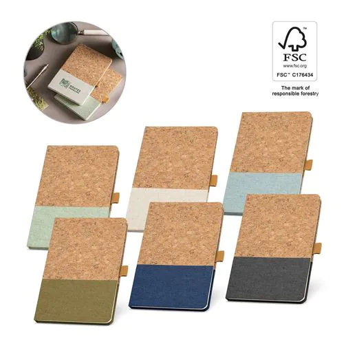 KLEE. A5 notebook in cork and linen with lined sheets KLEE. A5 notebook in cork and linen with lined sheets