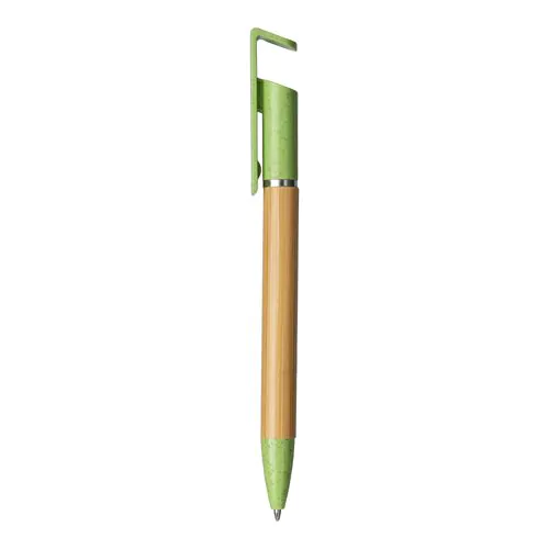 Bamboo and wheat straw twist pen with mobile phone stand Bamboo and wheat straw twist pen with mobile phone stand