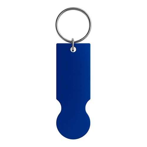 Recycled aluminium keyring with shopping trolley token