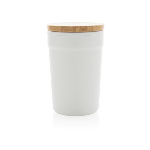 GRS certified recycled PP mug with bamboo lid