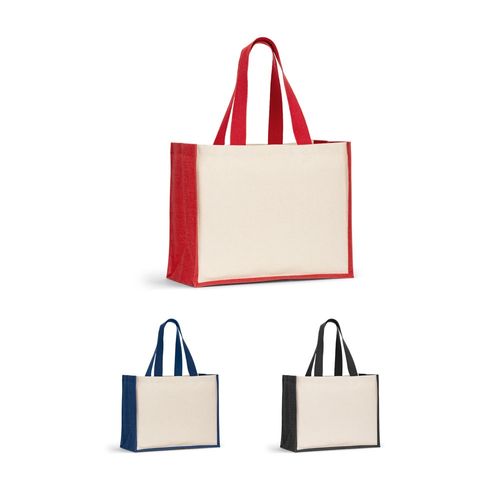 HELSINQUE COLOUR. Canvas tas (320 g/m²), met bodem en zijkanten van gelamineerd jute (350 g/m²) in kleuren HELSINQUE COLOUR. Canvas tas (320 g/m²), met bodem en zijkanten van gelamineerd jute (350 g/m²) in kleuren