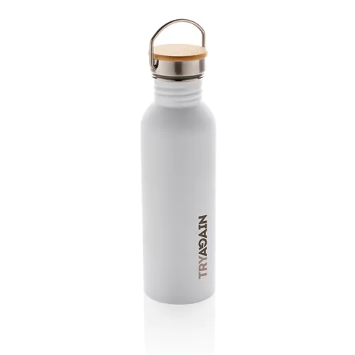 Bouteille en acier inoxydable avec couvercle en bambou Bouteille en acier inoxydable avec couvercle en bambou