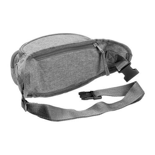 600D polyester 5-pocket waist bag with adjustable waist strap and clip closure