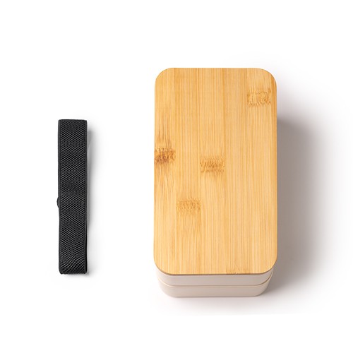 Lunch box with two compartments. Includes cutlery Gérson