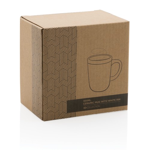 Keramische mok met witte rand 300 ml. Keramische mok met witte rand 300 ml.