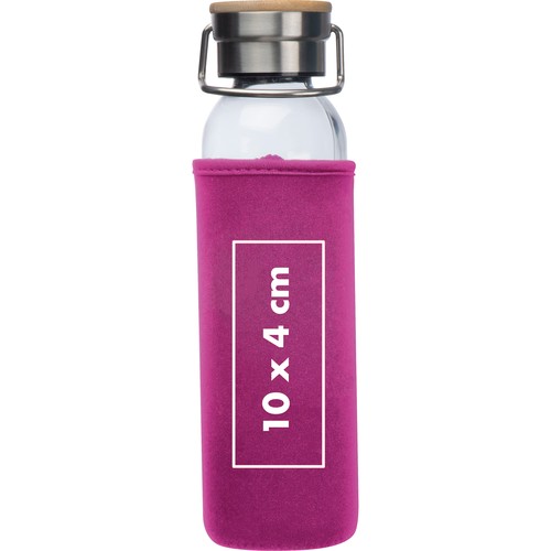 Drinkfles van glas met ommanteling