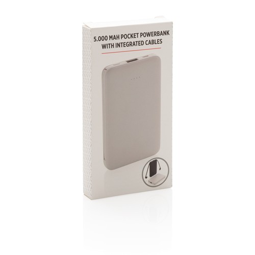 Batterie de secours 5000 mAh avec câbles intégrés Batterie de secours 5000 mAh avec câbles intégrés