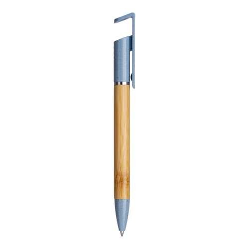 Bamboo and wheat straw twist pen with mobile phone stand