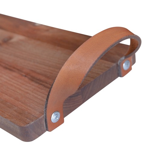 Planche avec poignées en cuir noyer 48x17 cm Planche avec poignées en cuir noyer 48x17 cm