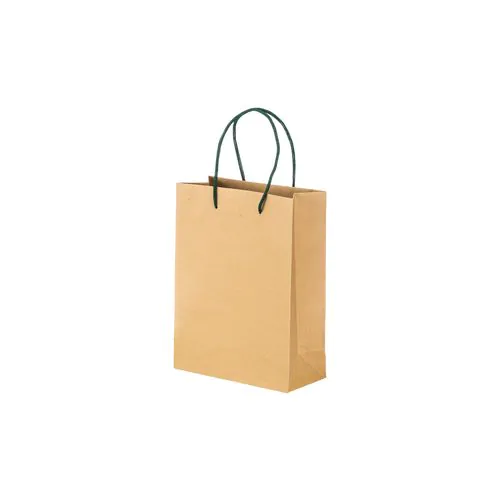 150 g/m2 natural recycled paper bag with gusset and short colored handles 150 g/m2 natural recycled paper bag with gusset and short colored handles