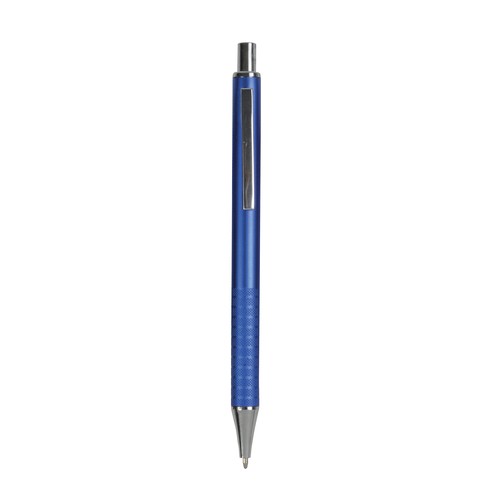 Stylo à poussoir en plastique avec manche cannelé et clip en métal Stylo à poussoir en plastique avec manche cannelé et clip en métal