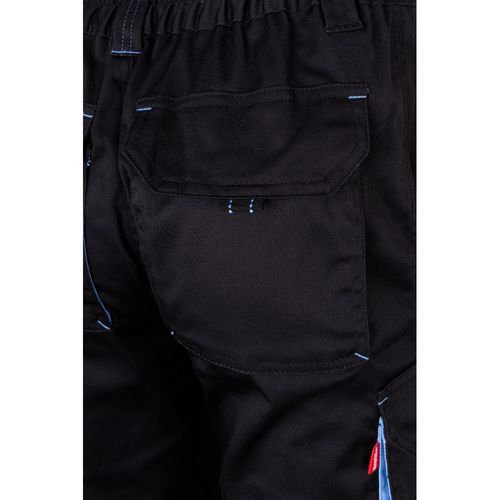 VL FIDES. Two-tone, multi-pocket stretch trousers (240g/m²), in cotton (46%), EME (38%) and polyester (16%)