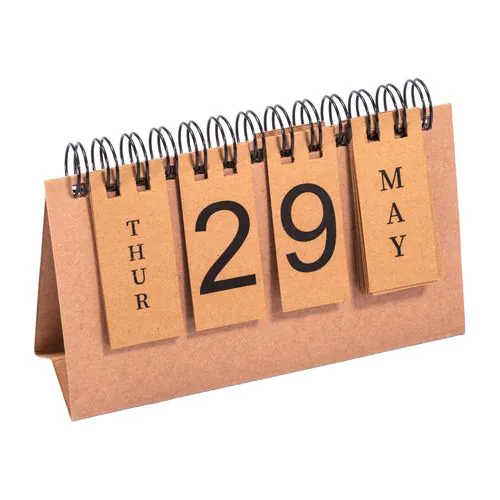Ewiger Kalender aus Karton mit Spirale (Tage und Monate in Englisch)