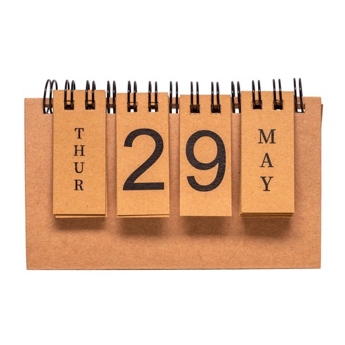 Ewiger Kalender aus Karton mit Spirale (Tage und Monate in Englisch)