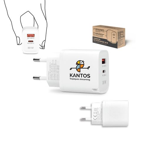 30 W USB QC & PD TYPE-C OUTPUTS FAST CHARGER