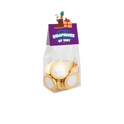 Block bag with header card in your own shape and 150 grams of candy Block bag with header card in your own shape and 150 grams of candy