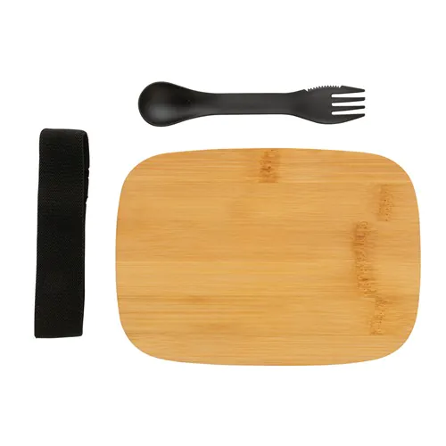 Roestvrijstalen lunchbox met bamboe deksel en spork